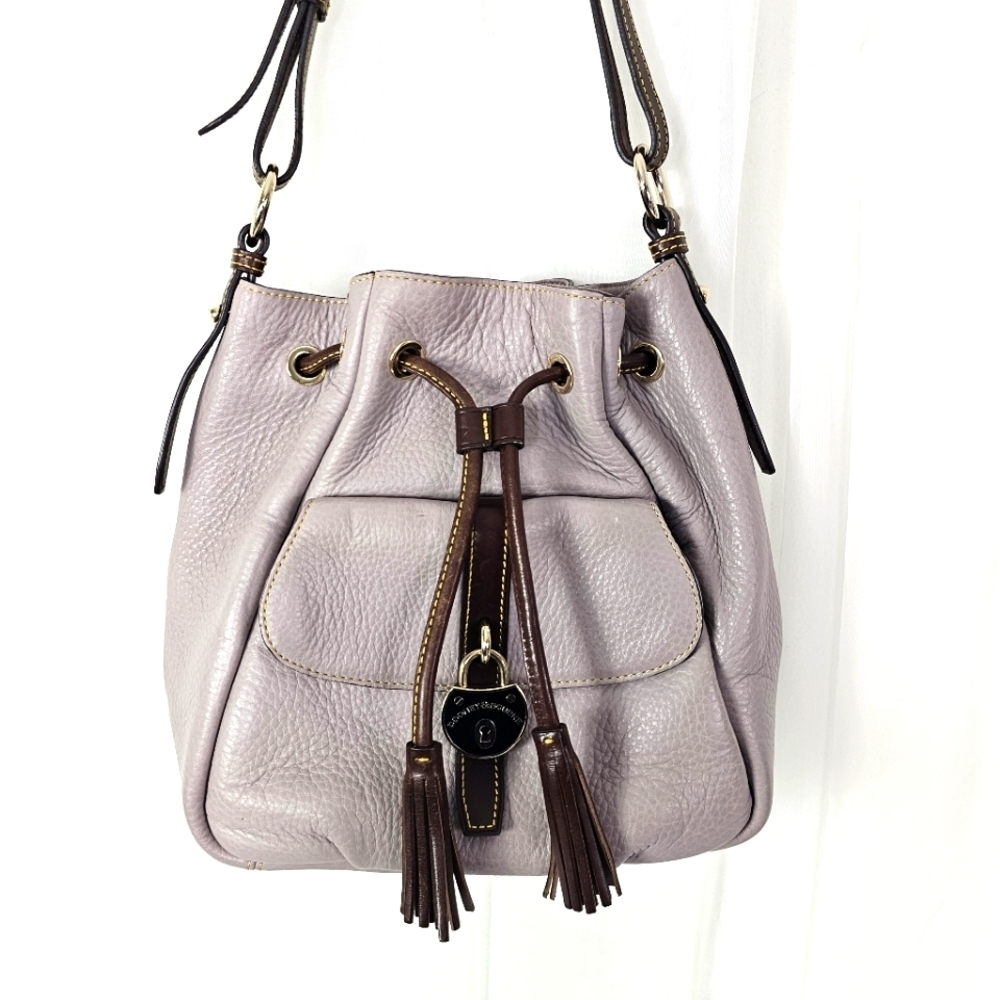 Dooney & Bourke Samba Gray Drawstring Bucket Shou… - image 1